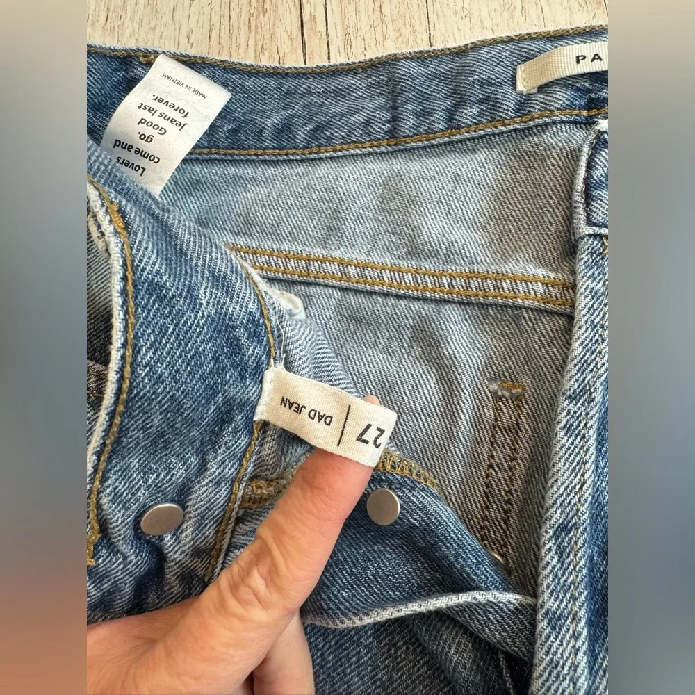 PacSun Dad Jean Button Fly Classic Straight Fit High Rise Blue Denim Jeans 27 - Picture 4 of 9